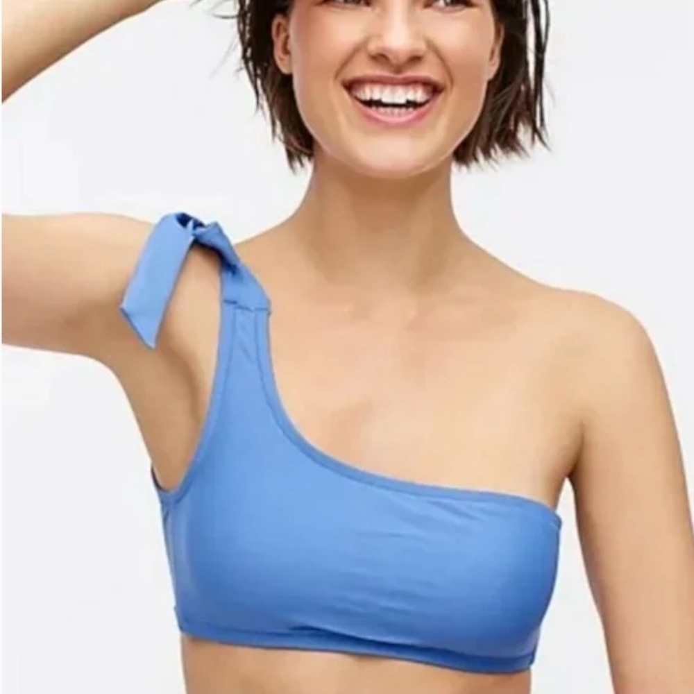 J Crew Blue Bikini Set one shoulder (top M, bottoms S)